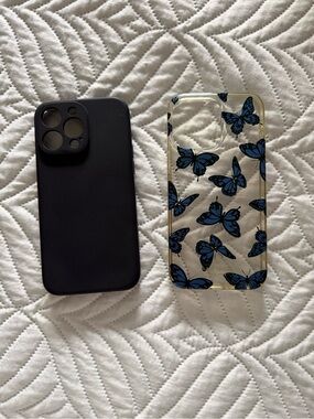 Steve Madden Black Silicone Case and Clear Case with Blue Butterfly Print